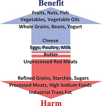 Chart of different foods/factors and their net effects on cardiometabolic health