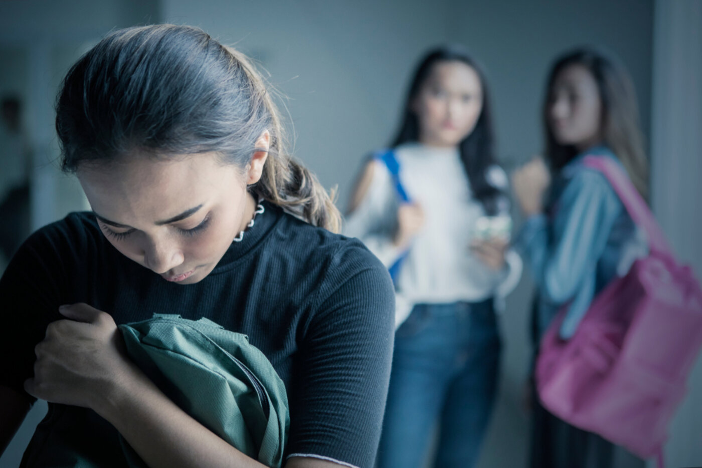 Stressed teen in school setting