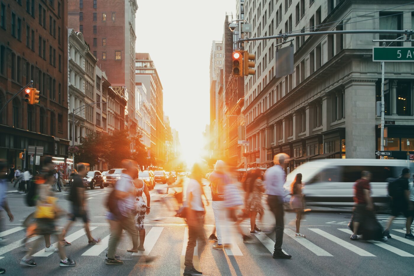 Busy New York Street Crossing